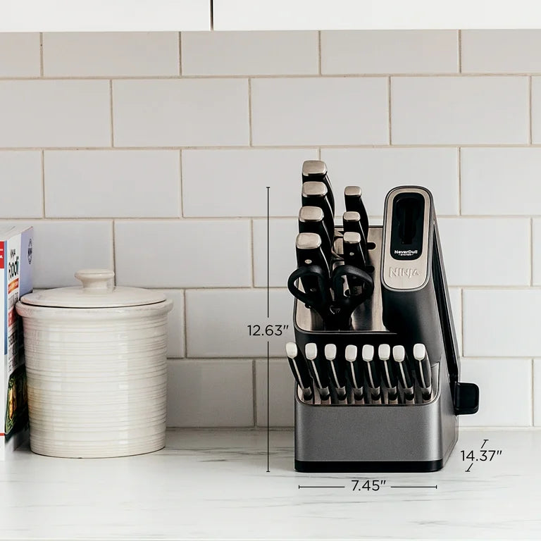 Ninja K32014 Foodi NeverDull Premium Knife System Knife Block 14 Piece Set Stainless Steel/Black
