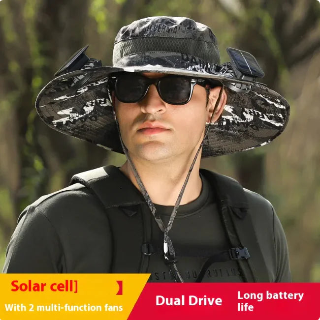 Solar-Powered Cooling Hat with Long-Lasting Lithium Battery and Built-In Fans