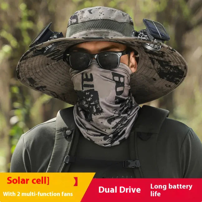 Solar-Powered Cooling Hat with Long-Lasting Lithium Battery and Built-In Fans