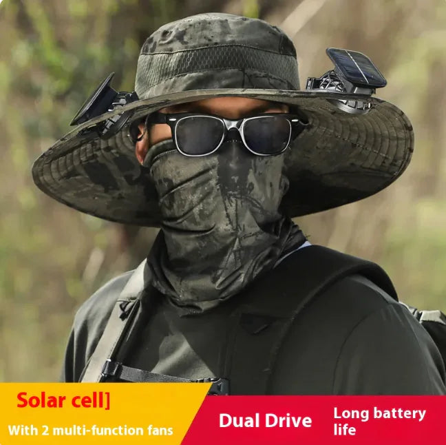 Solar-Powered Cooling Hat with Long-Lasting Lithium Battery and Built-In Fans