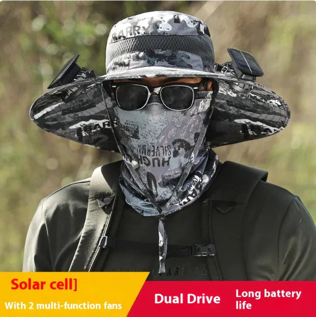 Solar-Powered Cooling Hat with Long-Lasting Lithium Battery and Built-In Fans