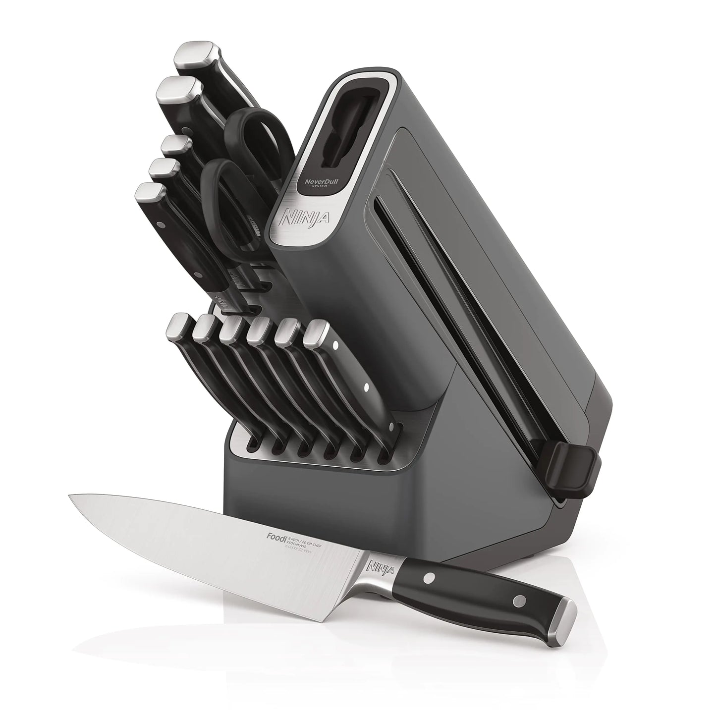 Ninja K32014 Foodi NeverDull Premium Knife System Knife Block 14 Piece Set Stainless Steel/Black