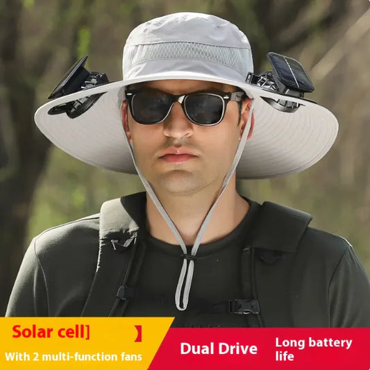 Solar-Powered Cooling Hat with Long-Lasting Lithium Battery and Built-In Fans