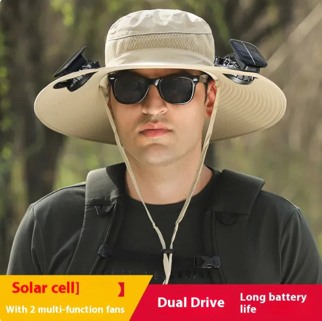Solar-Powered Cooling Hat with Long-Lasting Lithium Battery and Built-In Fans