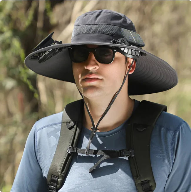 Solar-Powered Cooling Hat with Long-Lasting Lithium Battery and Built-In Fans