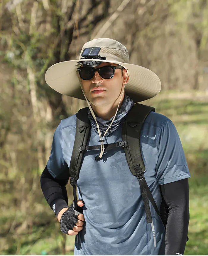 Solar-Powered Cooling Hat with Long-Lasting Lithium Battery and Built-In Fans